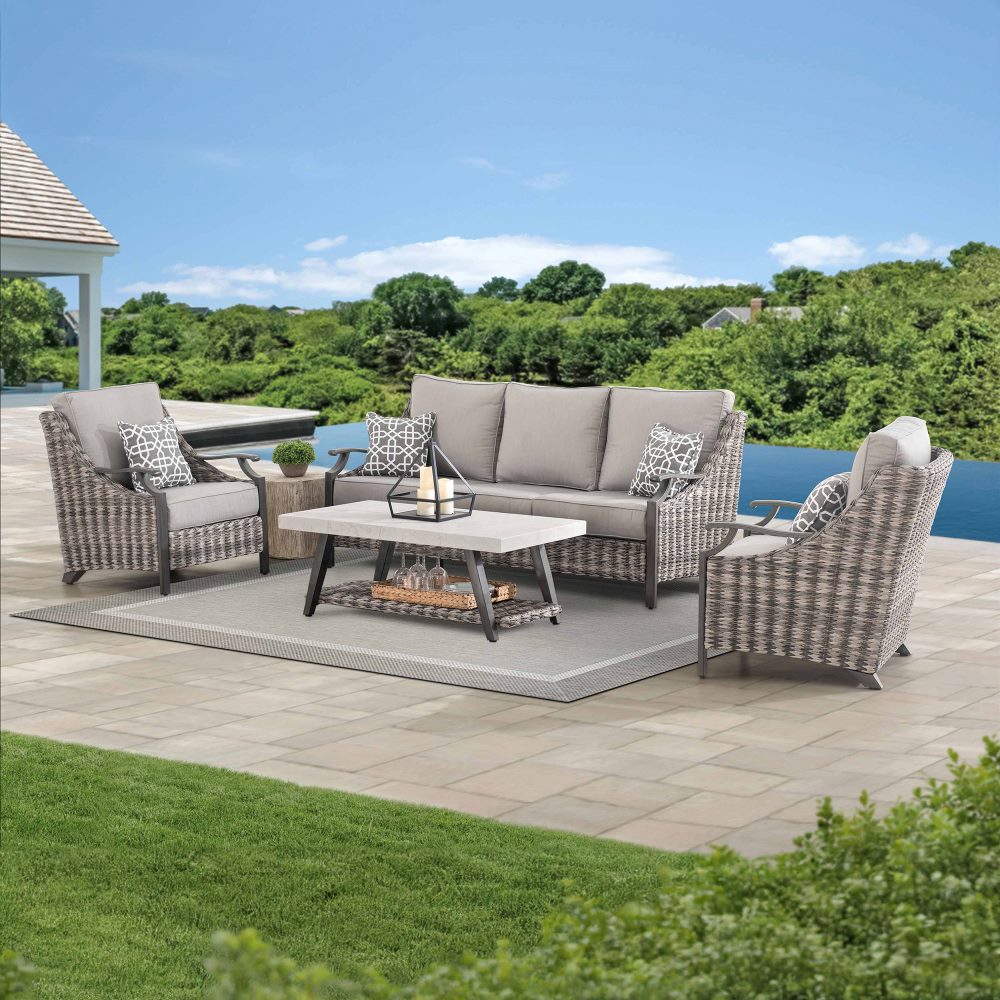 SUNJOY 4-pc. Aluminum Deep Seating Set with Sunbrella® Cushions.