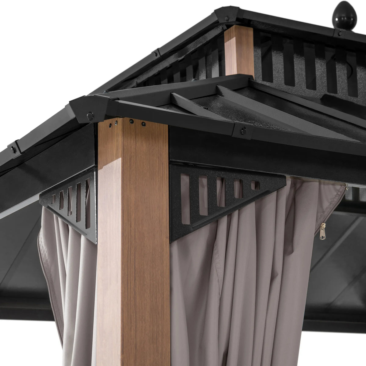 Kingston Aluminum Gazebo - Natural Woodgrain, 10x10