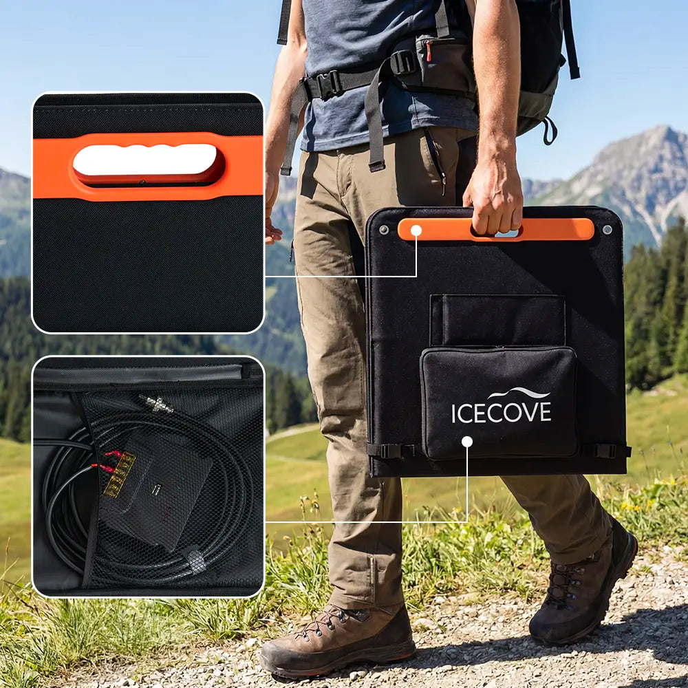 SUNJOY IceCove Portable Air Conditioner with Power Bank and Solar Panel for Outdoor Tents and Indoors - Blue