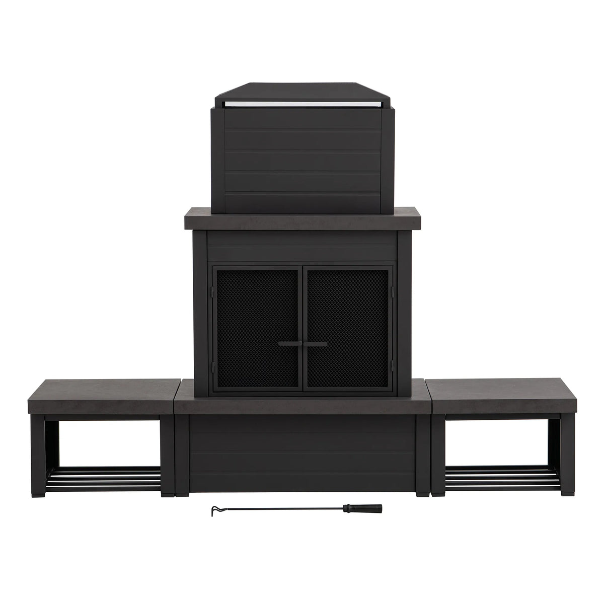 Nordic Modern Wood Burning Fireplace with Log Holders 76" - Brown