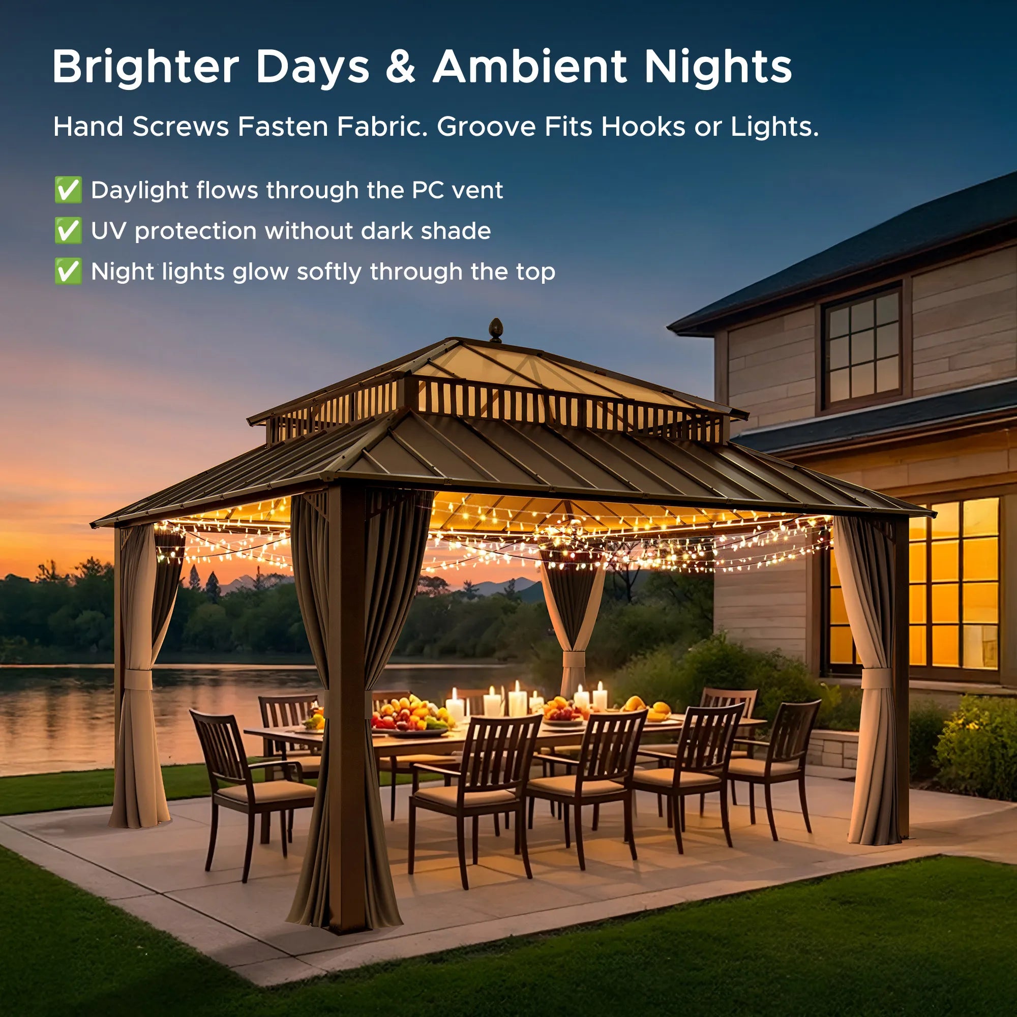 Kingston Horizon PC-Vent Gazebo - Brown, 12x14