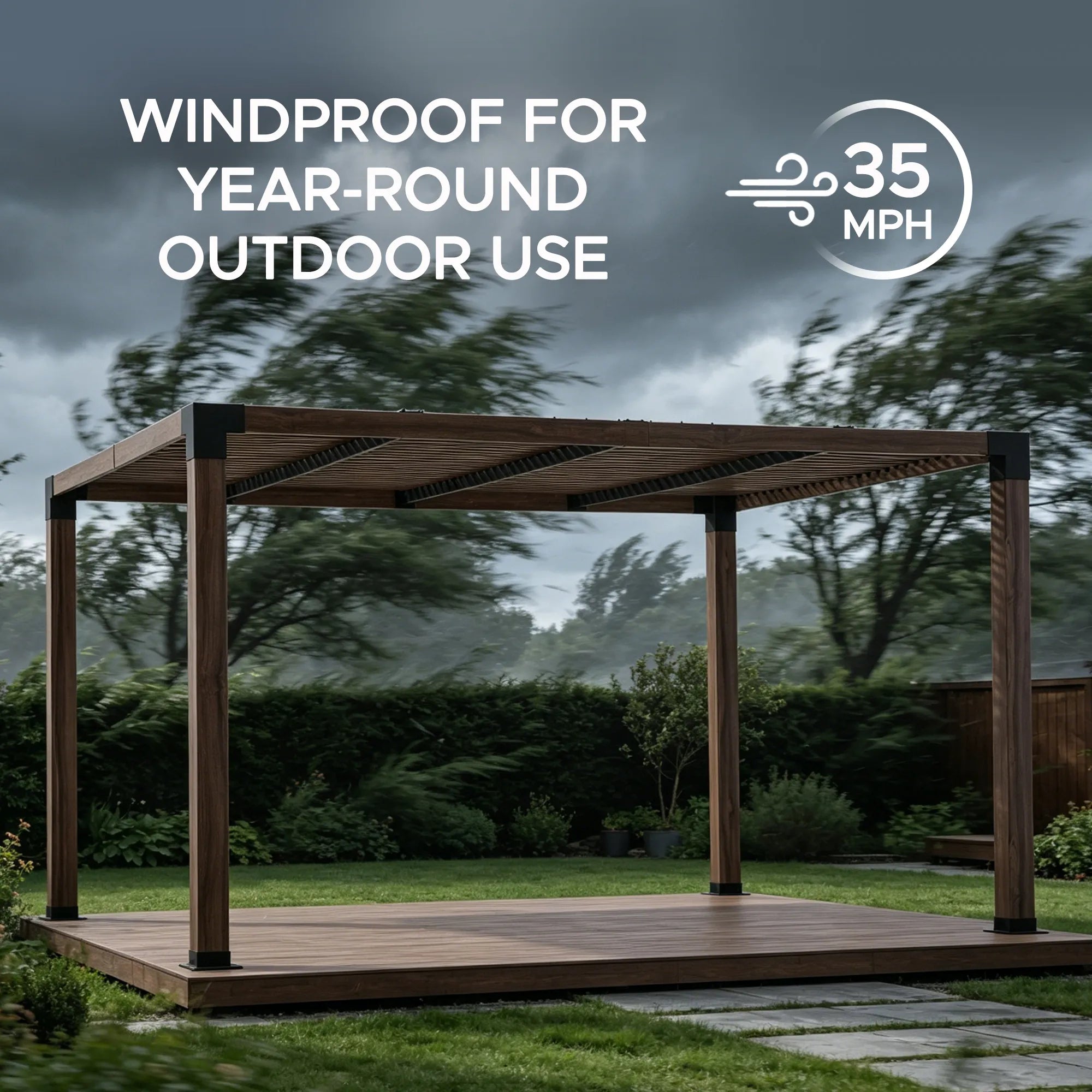 SUNJOY 10x12 Modern Metal Pergola Kit with Nature Wood Grain Finish