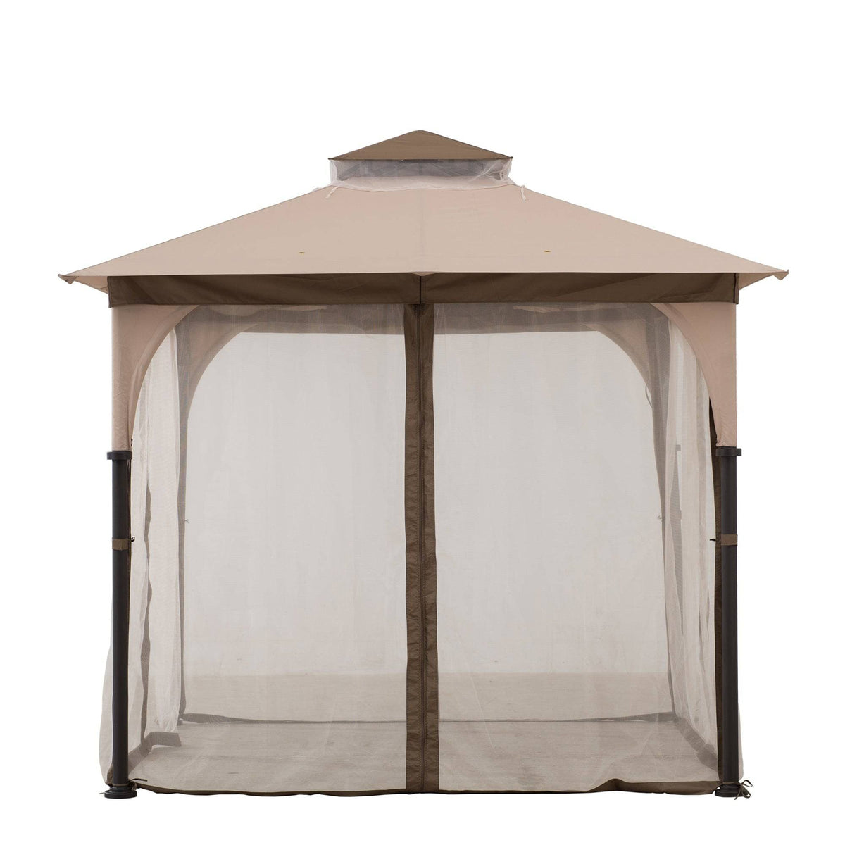 SUNJOY 9.5x9.5 2-Tier Steel Backyard Gazebo with Netting.