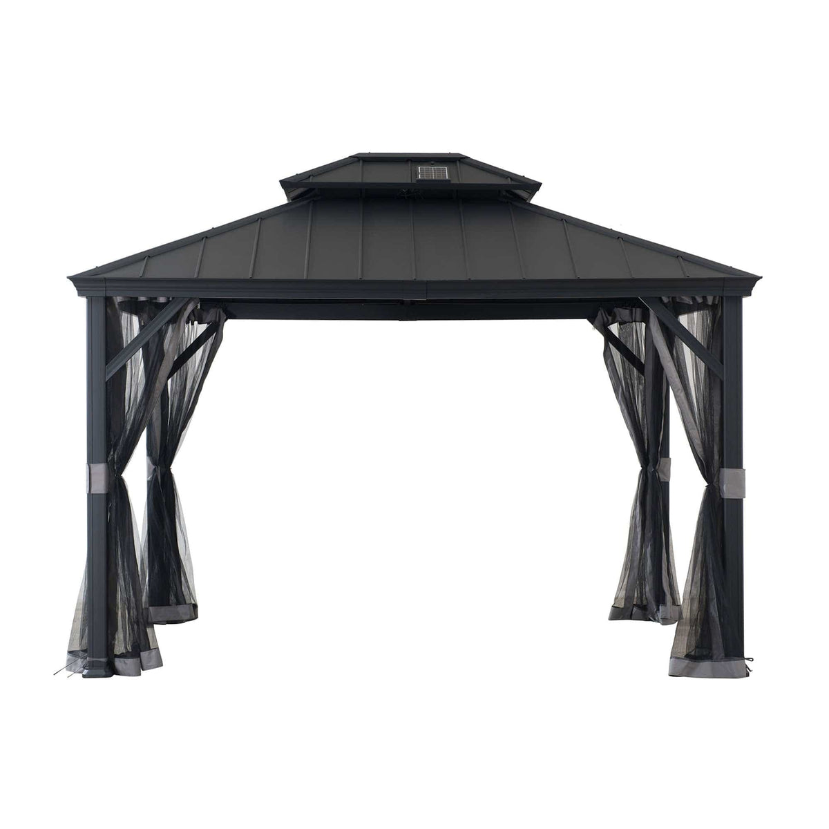 SUNJOY 10x12 Gazebo with Mosquito Netting and Solar Panel.