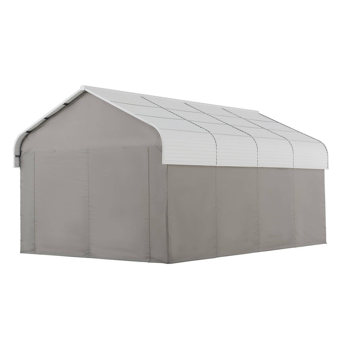 SUNJOY 12x20 Enclosed Carport Kit Metal Roof Gazebo with Fabric Cover.