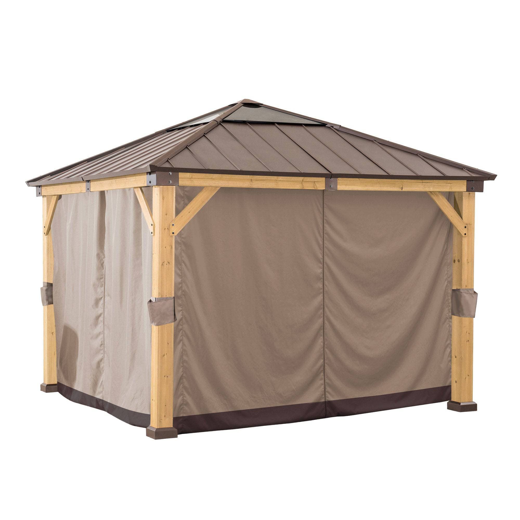 SUNJOY Replacement Curtains for 11 ft. ×11 ft. Wood-Framed Gazebos.
