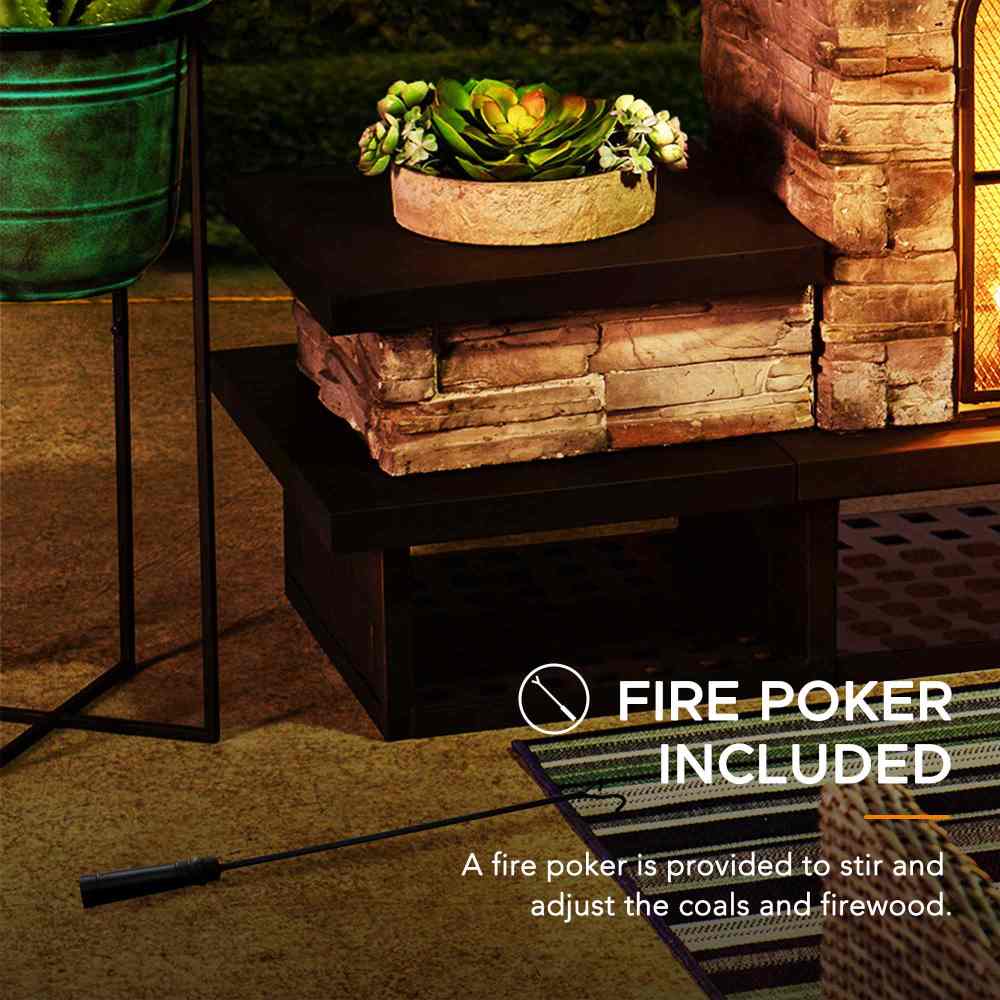 SUNJOY 48 Inch Wood Burning Stone Fireplace with Log Holders