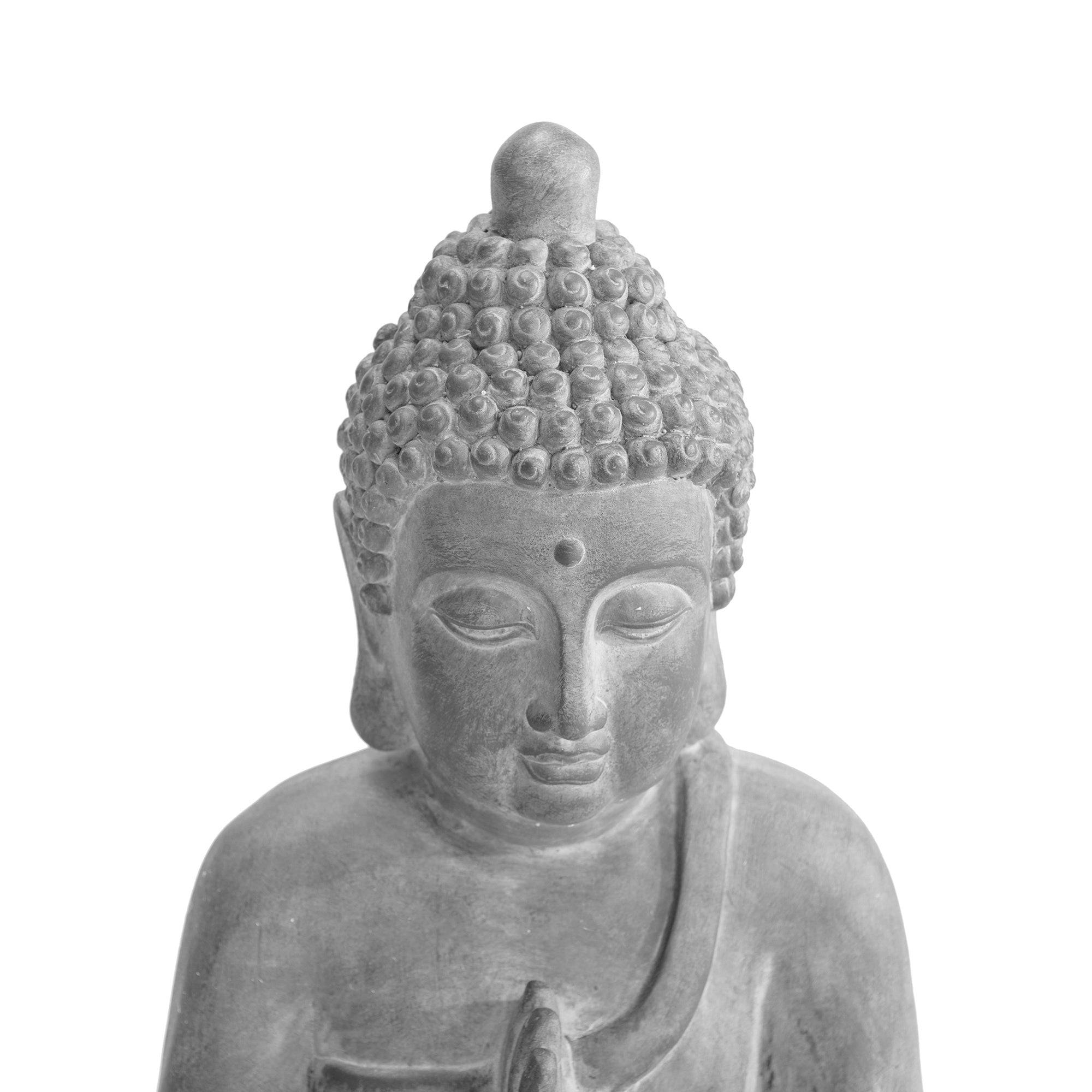 SUNJOY Light Gray Clay Decorative Buddha Garden Décor Statue.