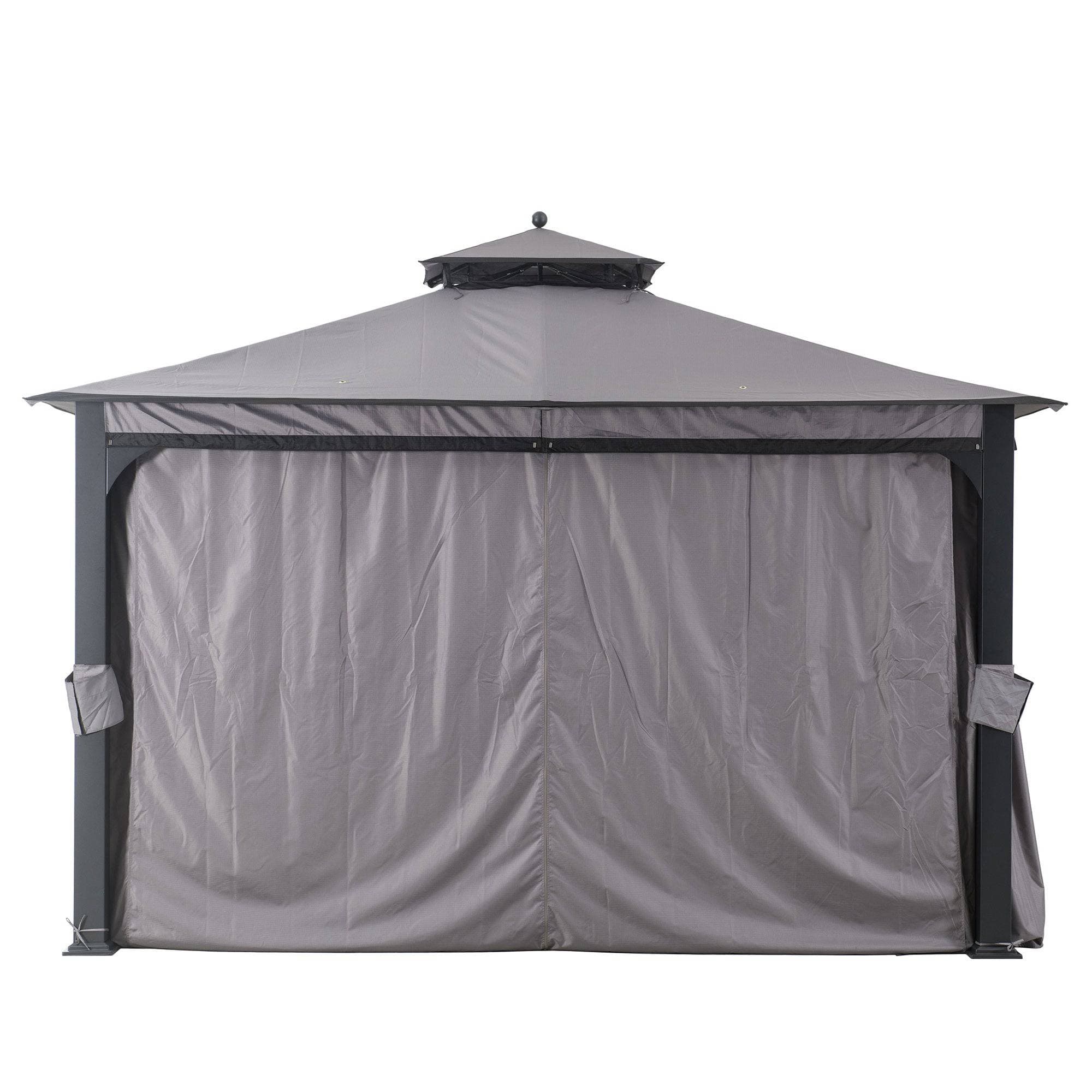 SUNJOY Dark Gray+Black Replacement Curtain For Soft Top Gazebo (10X12 Ft) L-GZ1140PST-G Sold At Lowe's.