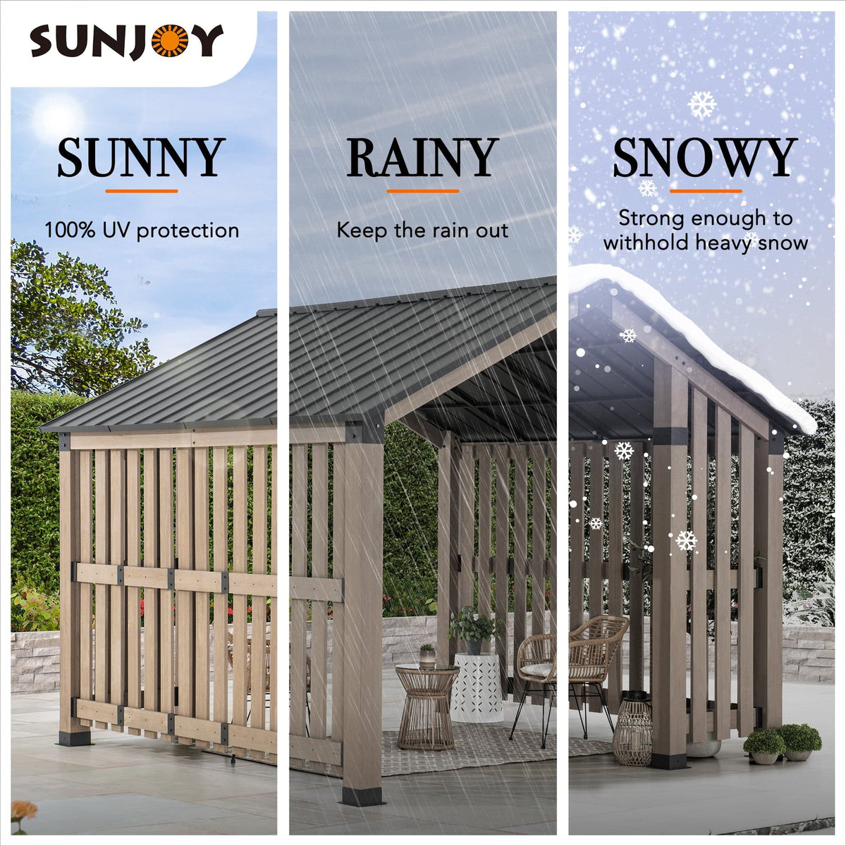SUNJOY 11x11 Hardtop Hot Tub Gazebo with Privacy Screen and Hooks.