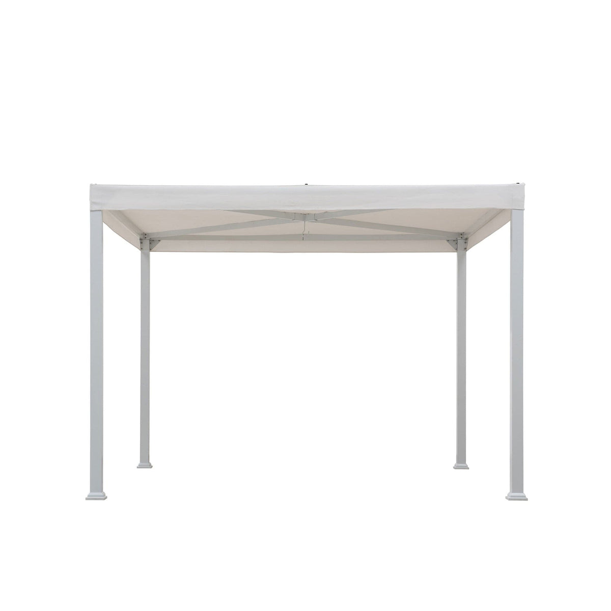 SUNJOY 10x10 White Steel Flat Top Gazebo with Ceiling Hook.